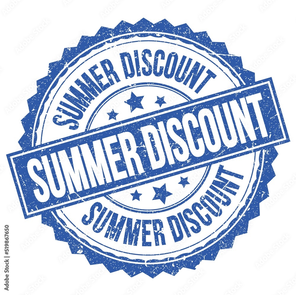 Obraz premium SUMMER DISCOUNT text on blue round stamp sign