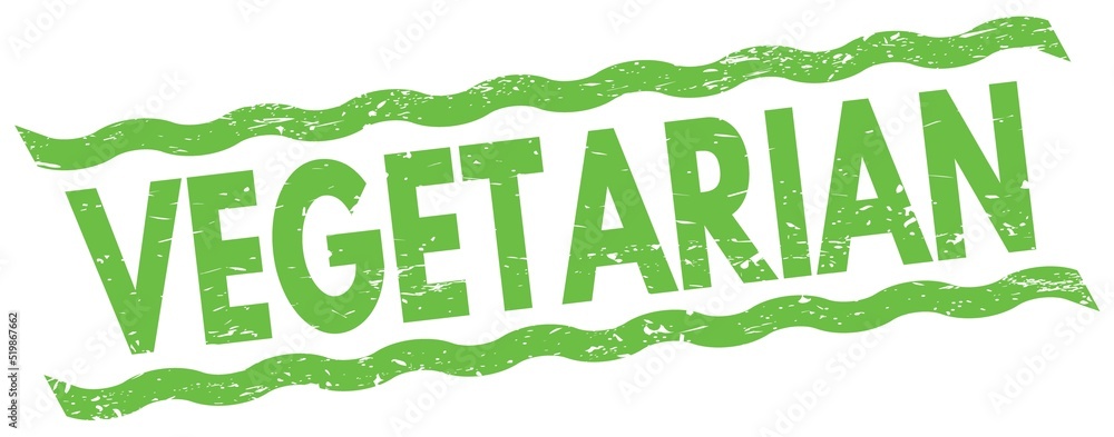 VEGETARIAN text on green lines stamp sign. VEGETARIAN text on green lines stamp sign.