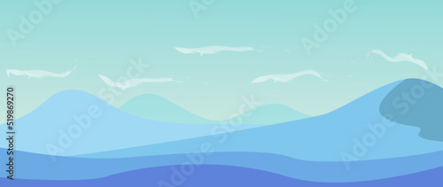 Vector illustration. Concept of nature, landscape and mountains. Cartoon style drawings. Perfect as screensaver, cover and wallpaper.