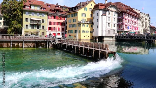 Needle dam in the Reuss river in Lucerne, Switzerland