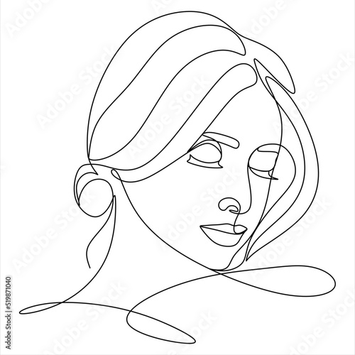 Sural Faces Continuous line, drawing of set faces and hairstyle, refashion concept, woman beauty minimalist, vector illustration. Contemporary portrait