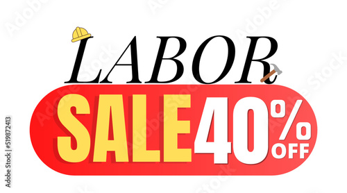 40% off, labor day discount, red vector illustration design, mega sale, Forty 