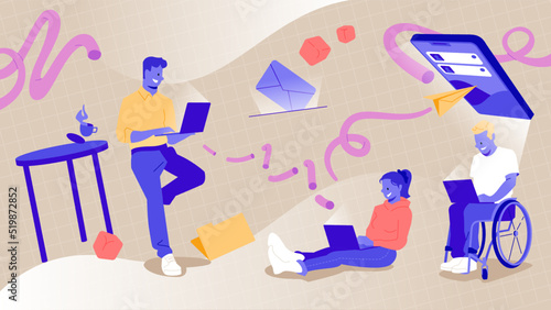 Connected team sitting together having fun while brainstorming and communicating.