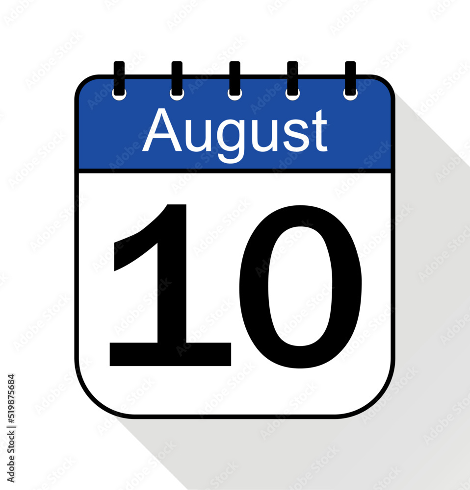 August day 10 blue - Calendar Icon - Vector Illustration August day 10 blue - Calendar Icon - Vector Illustration