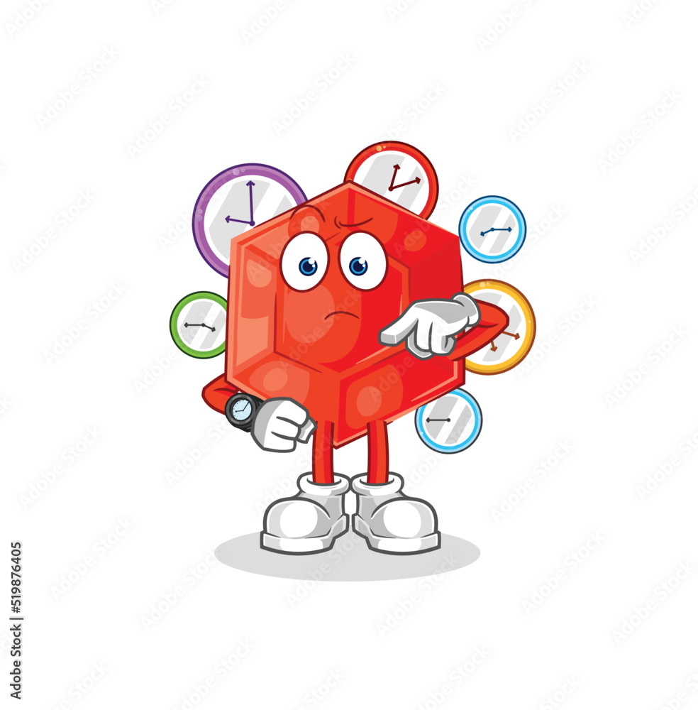 ruby with wristwatch cartoon. cartoon mascot vector