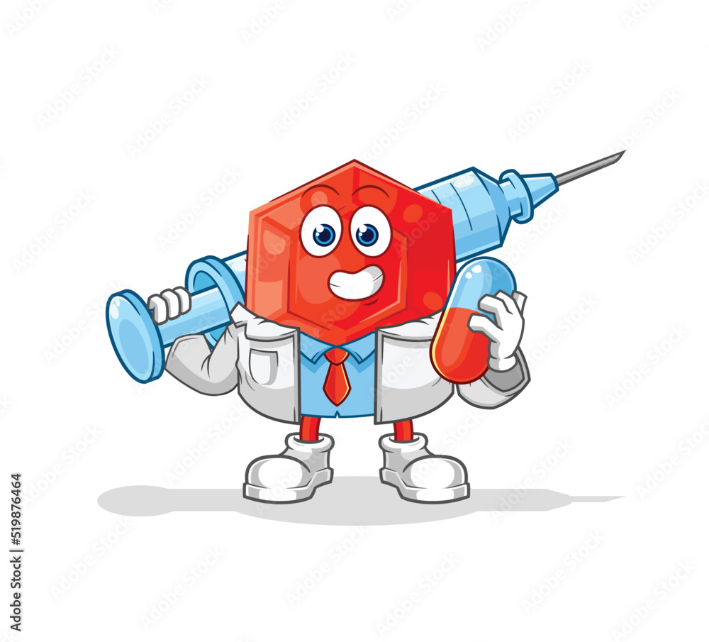 Fototapeta premium ruby doctor holding medichine and injection