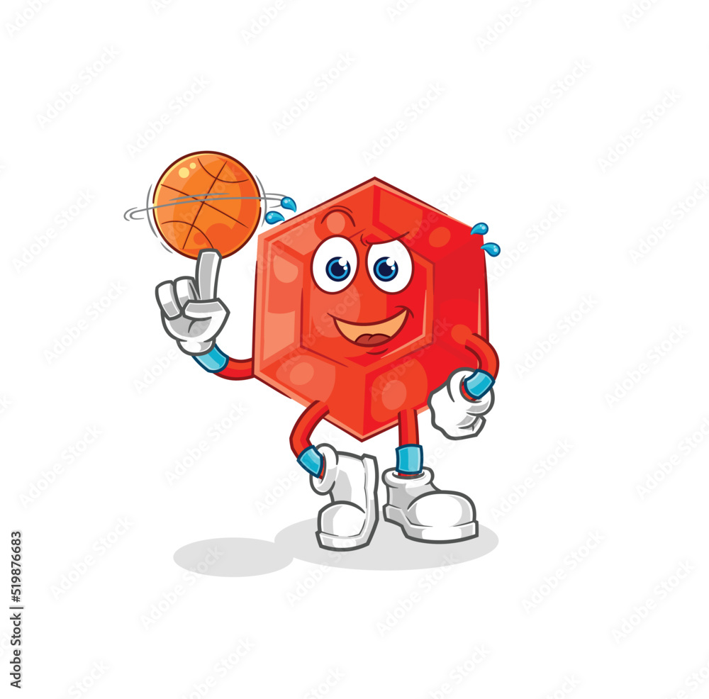 ruby playing basket ball mascot. cartoon vector