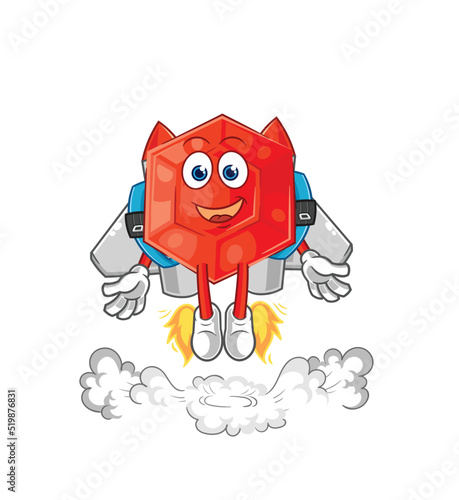 ruby with jetpack mascot. cartoon vector