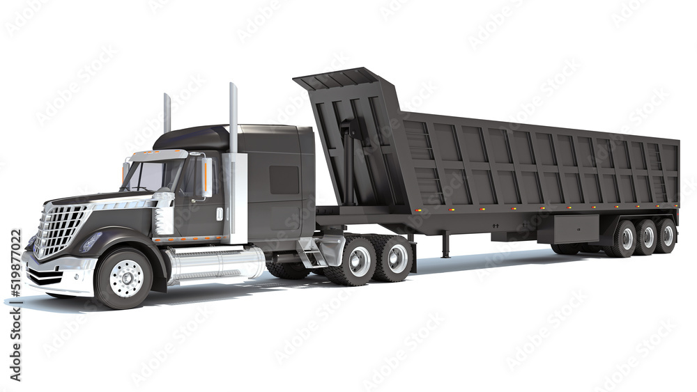 Truck with Tipper Trailer 3D rendering