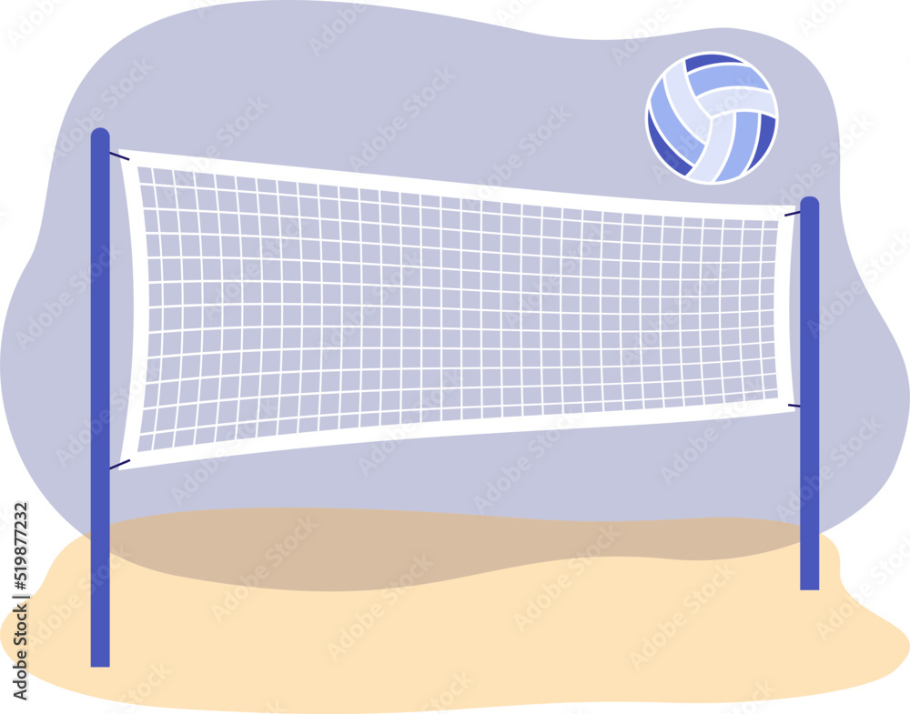 Clipart Elements, Volleyball, Net and Ball, Hand Drawn Vector ...