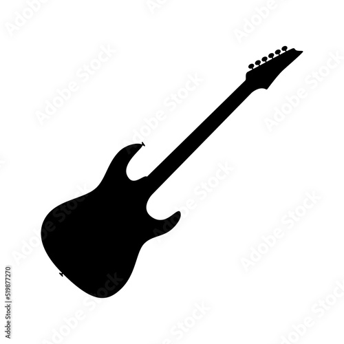 Electric bass guitar icon. Black silhouette of guitar. Music instrument icon isolated. Vector illustration.