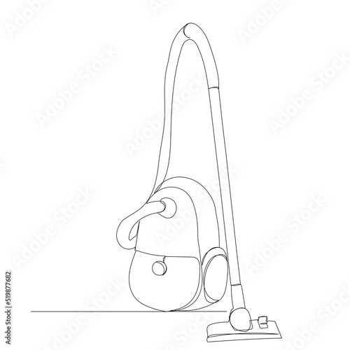 vacuum cleaner drawing one continuous line vector