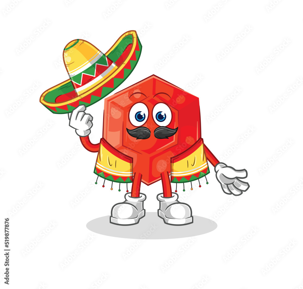 ruby Mexican culture and flag. cartoon mascot vector