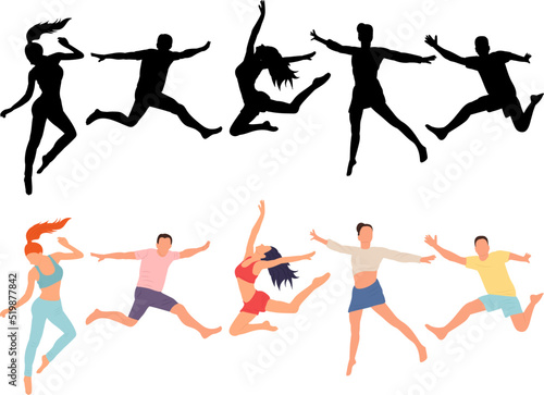 people jump in flat style, isolated, vector