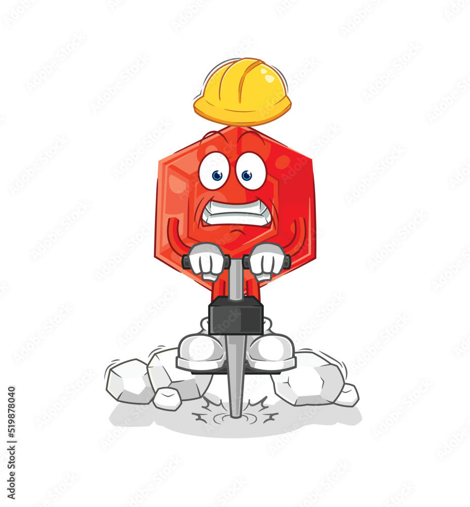 Naklejka premium ruby drill the ground cartoon character vector