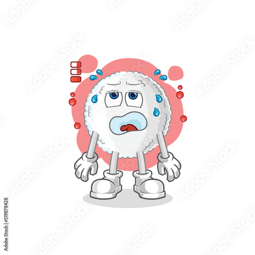 white blood low battery mascot. cartoon vector