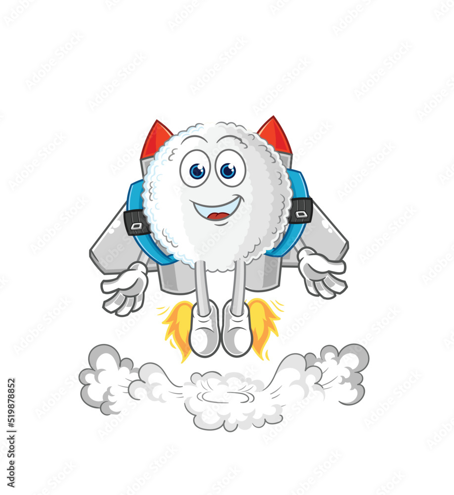 Obraz premium white blood with jetpack mascot. cartoon vector