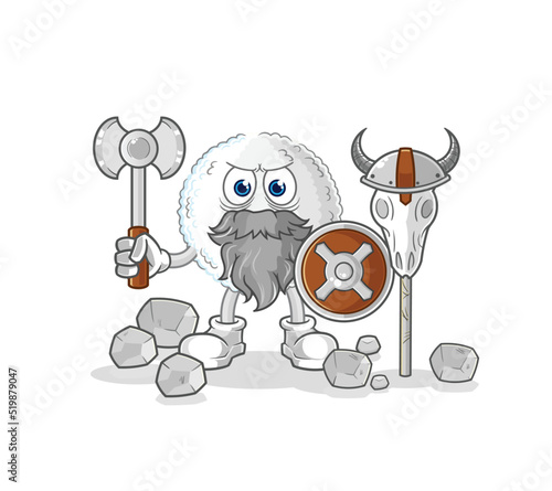 white blood viking with an ax illustration. character vector