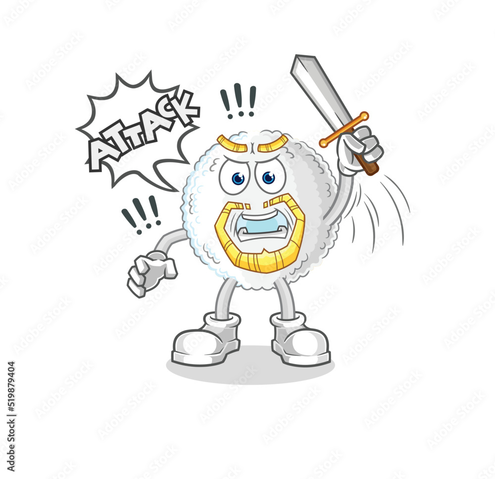 white blood knights attack with sword. cartoon mascot vector