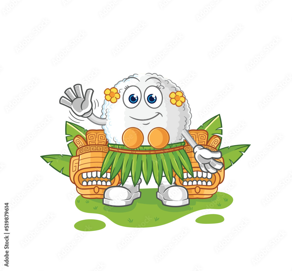 white blood hawaiian waving character. cartoon mascot vector