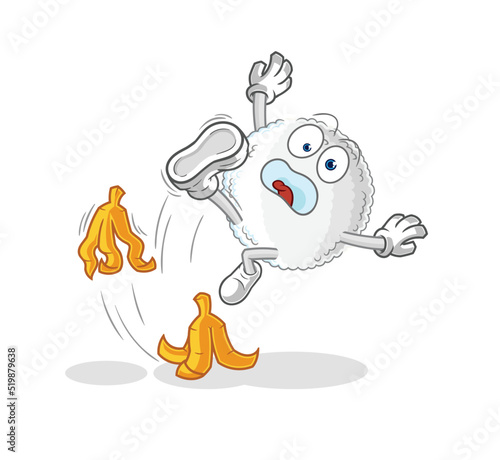 white blood slipped on banana. cartoon mascot vector