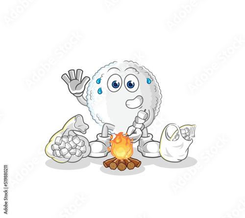 white blood roasting marshmallows. cartoon mascot vector