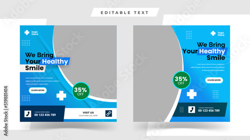 Dentist marketing social media post template square banners