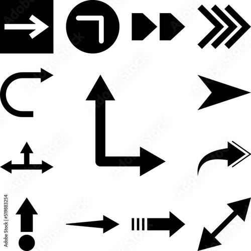 arrow, right, navigation, up icon in a collection with other items