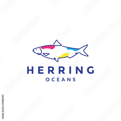 lines art abstract fish herring logo