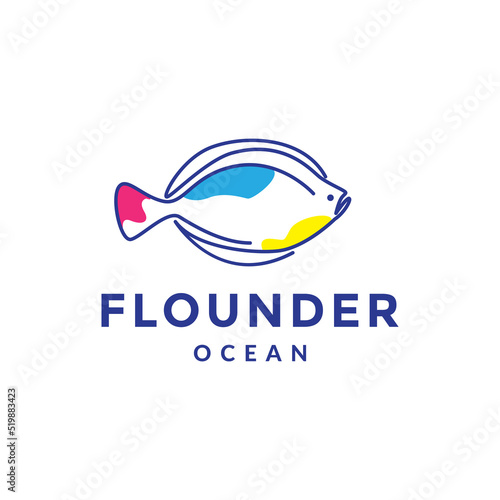 flounder fish abstract logo design