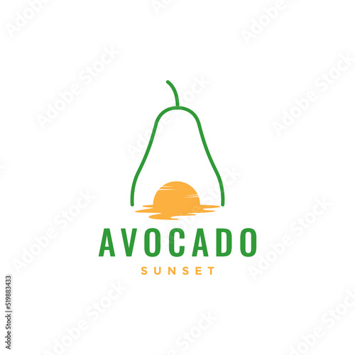 fruit avocado with sunset  logo design