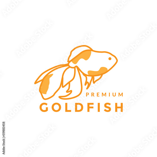 line abstract gold fish logo design