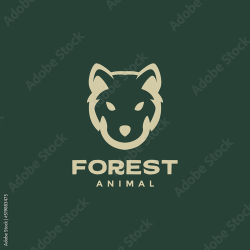 isolated face wolf logo design