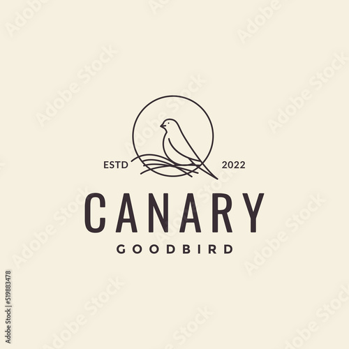 line bird canary with nest hipster logo
