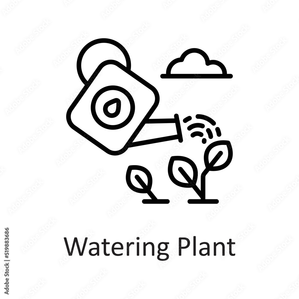 Obraz premium Watering Plant vector Outline Icon Design illustration on White background. EPS 10 File 