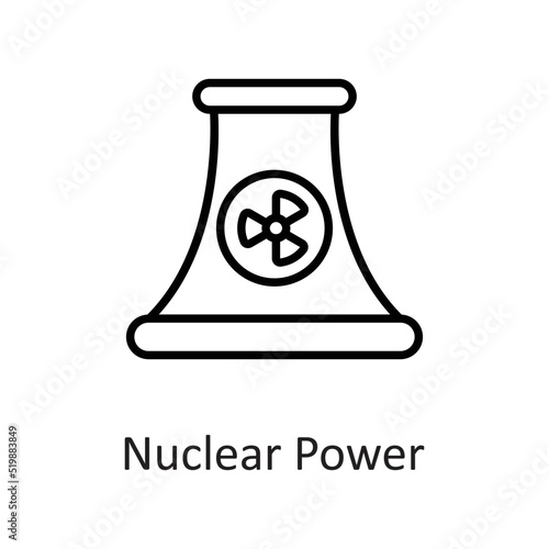 Nuclear Power vector Outline Icon Design illustration on White background. EPS 10 File 