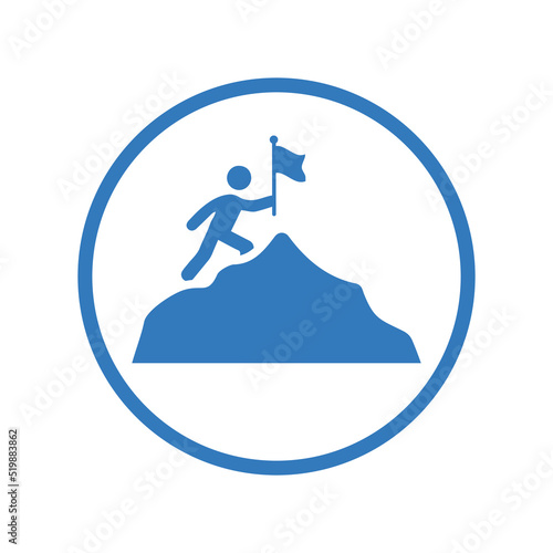 Milestone, success icon. Blue vector design.