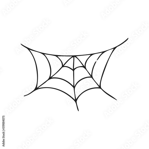 Halloween 2022 - October 31. A traditional holiday, the eve of All Saints Day, All Hallows Eve. Trick or treat. Vector illustration in hand-drawn doodle style. A ragged spider web.