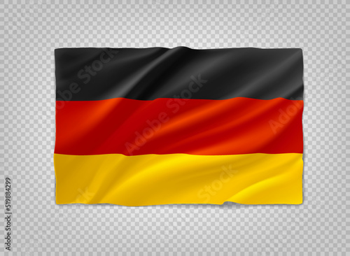 Red  Yellow and red flag of Germany. 3d vector object isolated on transparent