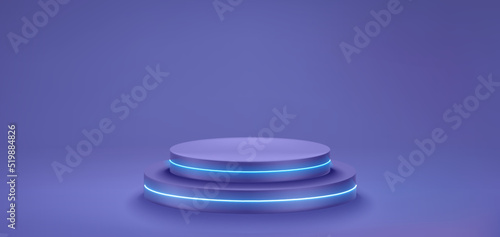 Very peri interior with circle pedestal. Vector 3d illustration