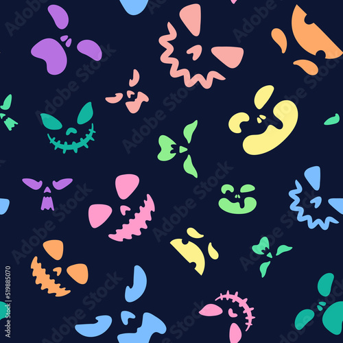 Seamless pattern of different creatures in the dark.