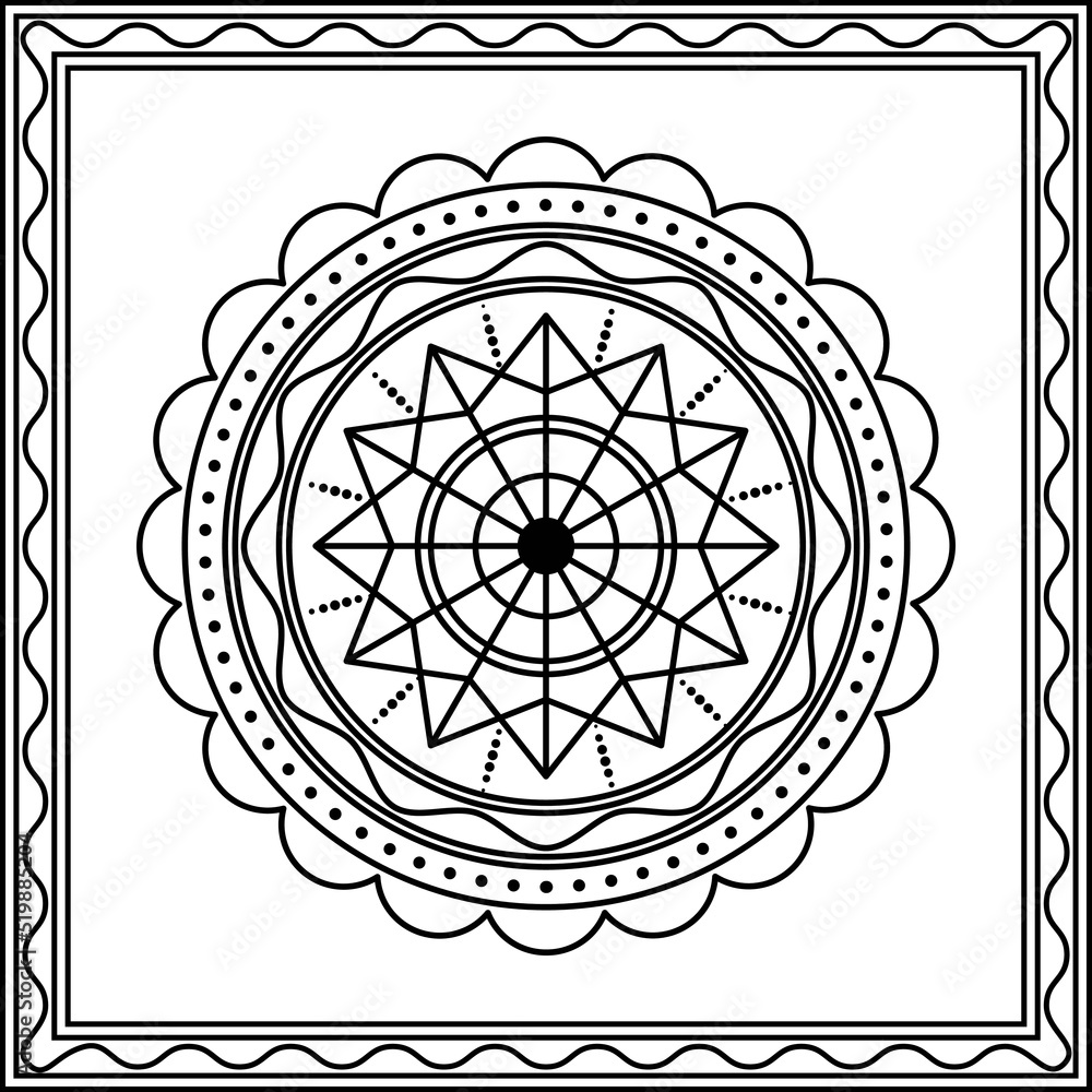 circle flower pattern ornament with square frame. art, line, silhouette, creative and unique style. suitable for symbol, sign, decor, tile, print, wallpaper, card, greeting, wedding and textile circle flower pattern ornament with square frame. art, line, silhouette, creative and unique style. suitable for symbol, sign, decor, tile, print, wallpaper, card, greeting, wedding and textile