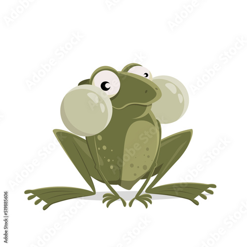 funny vector illustration of a cartoon frog with lateral vocal sacs