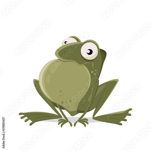 funny vector illustration of a cartoon frog with vocal sac