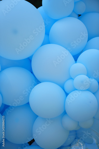 blue balloons. decor for children's birthday party or gender party. background.