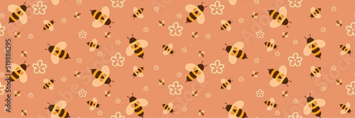 Kids seamless bee pattern for fabrics and packaging and gifts and cards and linens and wrapping paper