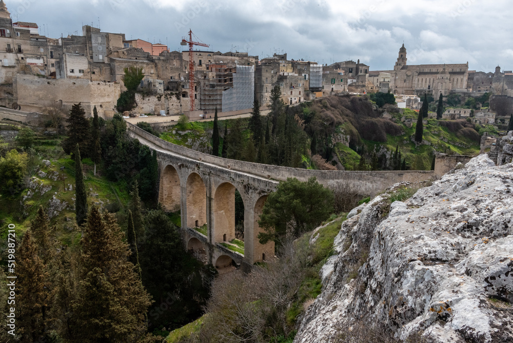 The famous aqueduct bridge from Roman times in Gravina, Italy