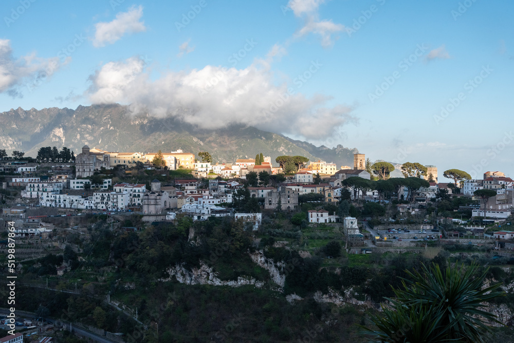 View on the old town of Ravello at the Amalfi coast, Italy