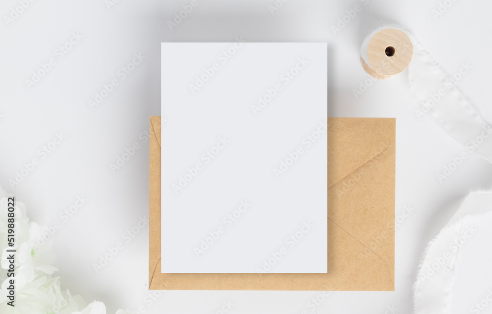 Blank greeting card with envelopes for greeting, wedding cards, birthday card, Mockup for design Blank greeting card with envelopes for greeting, wedding cards, birthday card, Mockup for design