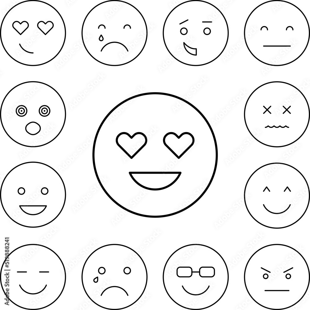 Lovely eyes, emotions icon in a collection with other items Lovely eyes, emotions icon in a collection with other items